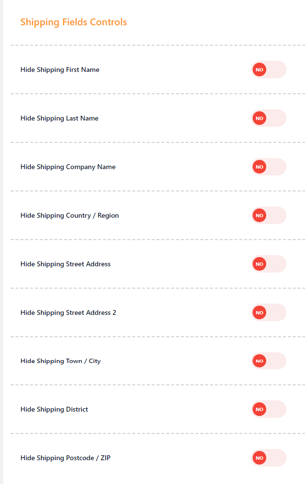 Billing/Shipping Fields Settings