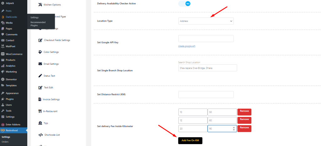 Restrofood Multi Delivery Fees