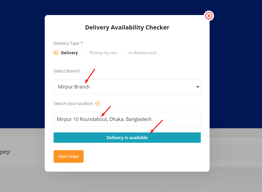 Delivery Availability Location Check System