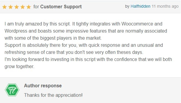 Feedback from Halfhidden: