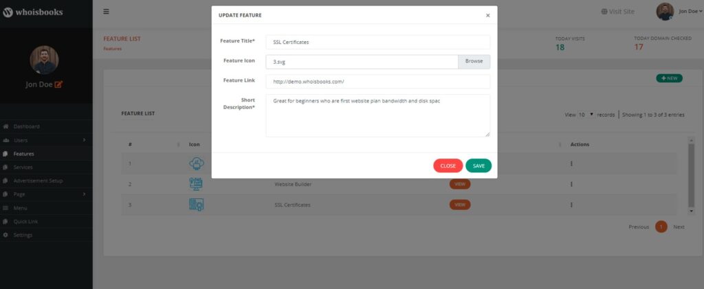 Features WhoisBooks Domain Whois Lookup PHP Script