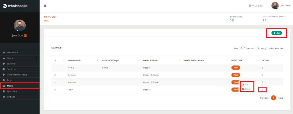 Menu WhoisBooks Domain Whois Lookup PHP Script