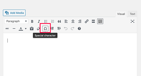 special-characters-classic-editor