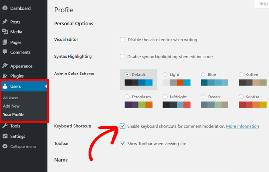 enablekeyboardshortcutsforwpcomments