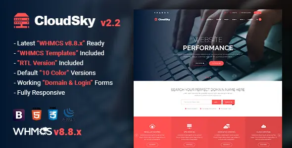 CloudSky Multipurpose Domain, Hosting and WHMCS Template