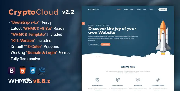 CryptoCloud Multipurpose Hosting and WHMCS Template