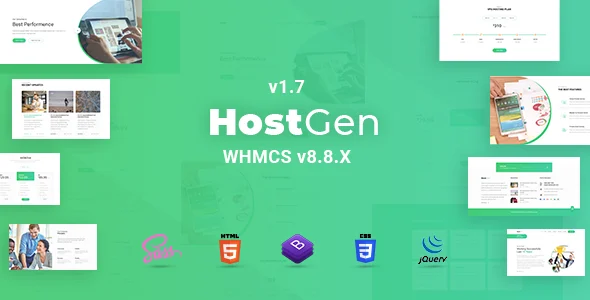 HostGen  Multipurpose Hosting Provider HTML5 Template With WHMCS