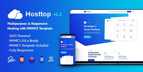 Hosttop Responsive Hosting With WHMCS Template