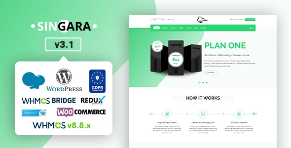 Singara  Multipurpose Hosting with WHMCS WordPress Themes